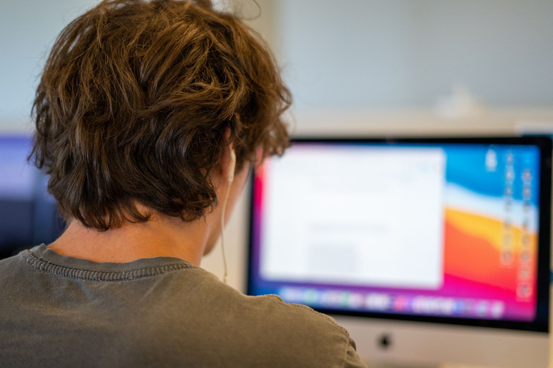 A student using a computer to access MANE Hub